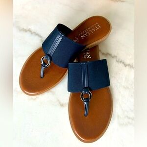 Italian shoe makers made in Italy, blue and tan sandals women’s size 9